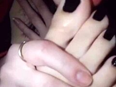 she casually painted her nails black while indulging in some self foot worship during the evening