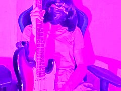 Emo solo girl contrasts rocker vibe