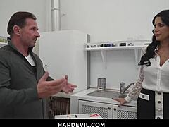 Milf ania kinski seduces the anal handyman with big tits blowjob and assfucking in stockings. She takes monster cock deep for creampie finish.