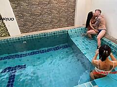 Hey, check out this hot ladyboy Nang taking massive cock in anal doggystyle action.