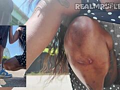 Yo, how does this pretty Memphis girl handle deepthroating that big black cock outdoors?