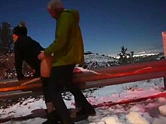 Pregnant woman gets anal sex and cumshot in public outdoor doggystyle while moaning and caught on camera.