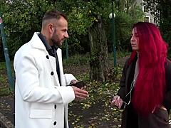 german redhead teen bitch dani luve with big natural saggy tits seduces police officer. she gets rough condom-free fuck in office with deepthroat and riding