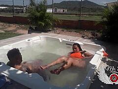 why are we risking public sex in my in-laws jacuzzi with blowjob doggy fuck and bareback outdoor thrills while i strip naked