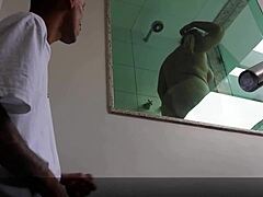 young stepson drills his busty stepmom's ass right after her shower in sheer outfit