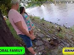 Duck Feeding Turns To Dick Sucking As Serina Swallows Dean's Cream In Curvy Babe Threesome.