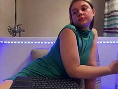 FAT TEEN BBW WITH BIG NATURAL TITS FINGERS HERSELF TO ORGASM IN BATHROOM