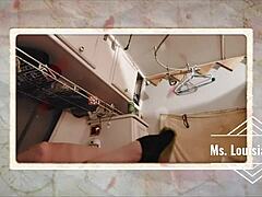 Skinny housewife rides tattooed young guy's big dick cowgirl style