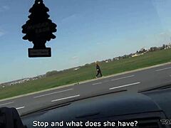 i grab this horny blondie's tits while she rides to cumshot bliss in car