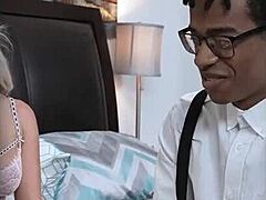 blonde stepmom slimthick vic bends for nerdy black friend's big cock doggystyle