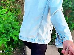 Blonde Teen Sucks Handjobs Big Cock Outdoor POV Sloppy