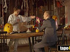 Halloween Hookup! Tattooed Latina Takes Massive Cock Hardcore Thrill