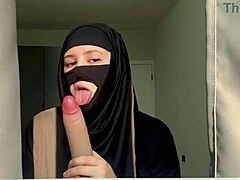 yo slutty muslim teacher 😍 deepthroating like a pro choking on that dick till she gags hard 🔥