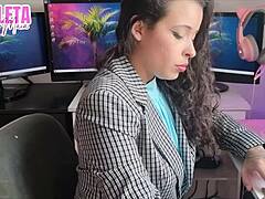 dirty talking petite brazilian brunette espuleta maia joi panties feet close-up natural tits