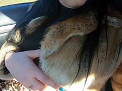 cheating wife sucks cock outdoors husband's friend shopping