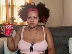 chubby latina babe drinks coke then burps loud and farts her big ass out
