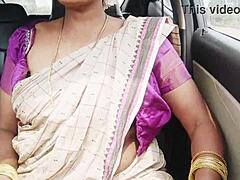 saree indian aunty's big boobs bounce during son-in-law fuck with telugu dirty talk