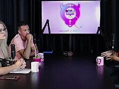 Charllottye sheer red starts as escort filming with women in bdsm lingerie group glamour