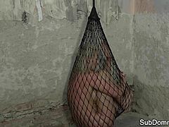 hey euro sub, trapped bound humiliated by rough maledom close-up