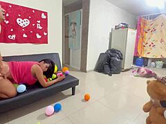 valentine's homemade threesome rips clothes off latina milf for big cock gaping