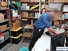Security guard strips petite shoplifter before fucking her