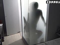 hey check out this sexy teen giving a steamy shower blowjob