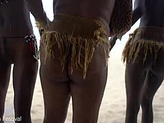 Wow! Ebony tribe witches shake big tits in rain dance!