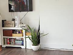 fit young pussy stretched wide after workout then squirted hard watching movie