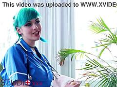 Blue Haired Nurse Sucks Cock