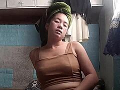 Petite Asian Neighbor Teases Tight Body in Sheer