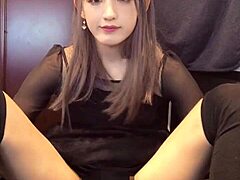 Beautiful Japanese Ladyboy Jerks Cock Boldly