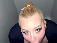 Sloppy Closet Blowjob Ends in Accidental Facial Cumshot