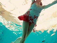 hairy brunette teen marketa swims underwater pussy tease