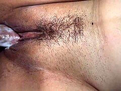 Watch puffy shaved vagina get bareback creampied up close in 4k!