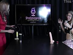 sofie lollipop transsexual strips in game hinting at her sheer red covered tits and pussy