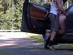 Muscular milf wife big ass doggystyle pounded public car street