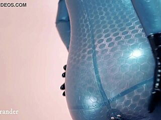 Curvy Milf Arya Grander in Tight Latex Catsuit
