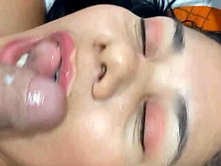 Skinny MILF gives deep blow job