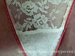 Upskirt view of 64yr old British milf, oops! Housewife in stockings flashes panties by mistake.
